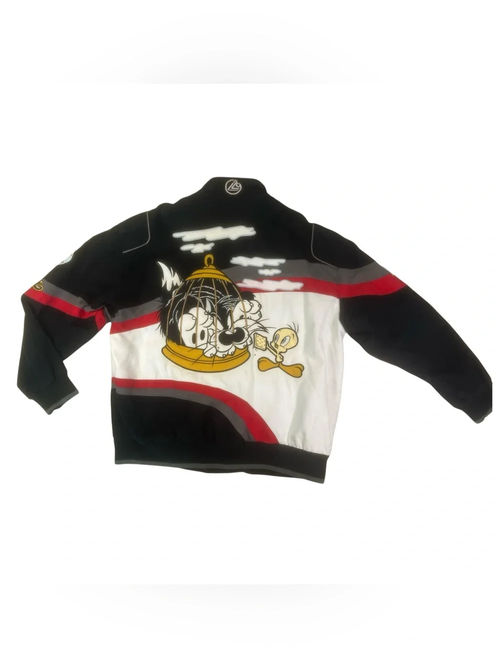 Sz XL ACME NASCAR Sylvester Graphic Bomber Jacket - Black/White/Red vintage